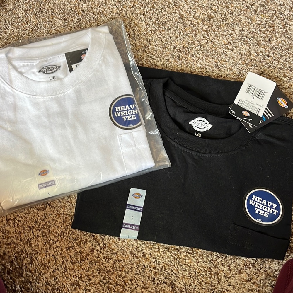 NWT - Two pack dickies heavy weight tees - mens L - black & white
